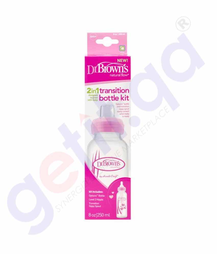 Buy Dr Brown's PP Narrow Neck Bottle Sippy Pink Doha Qatar