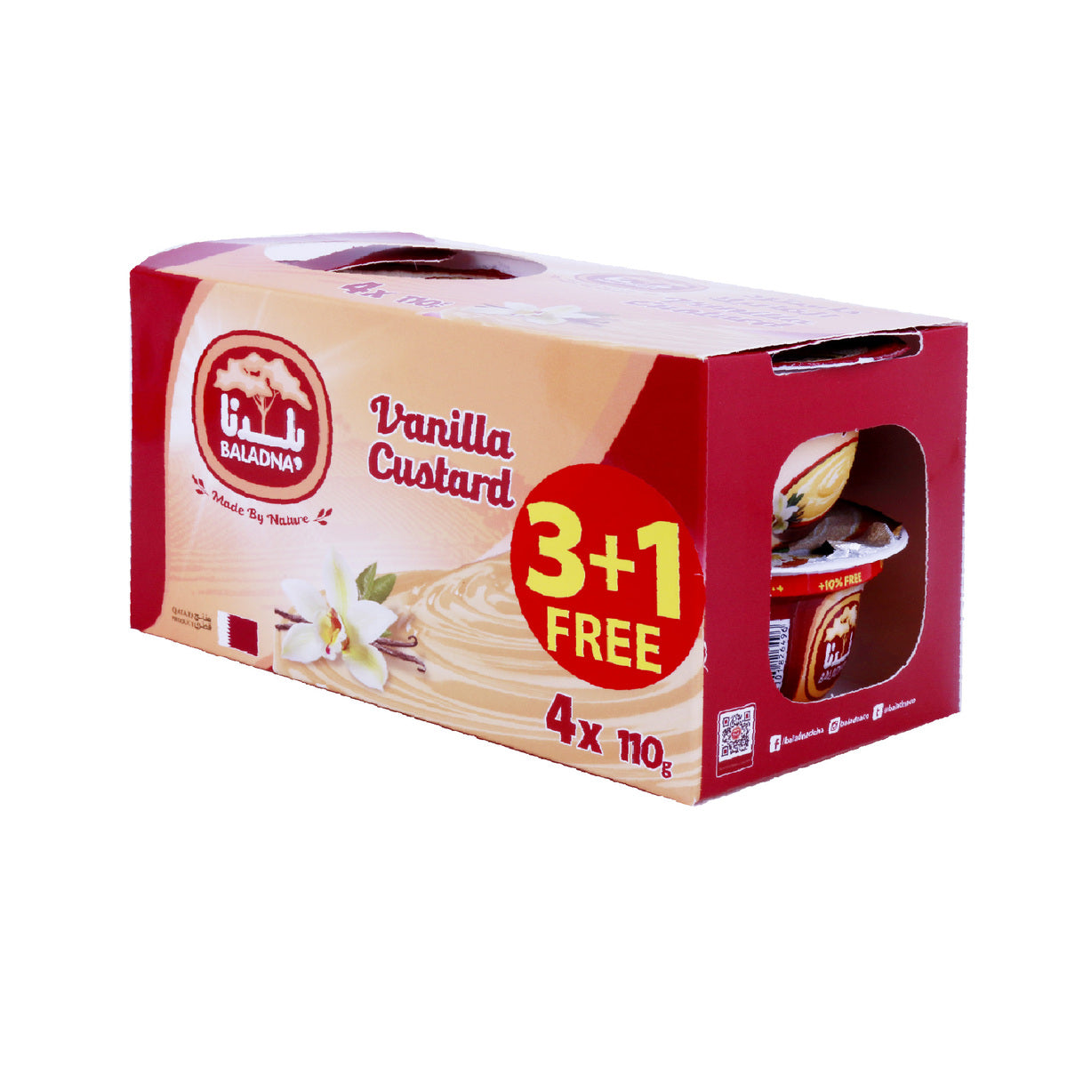 GETIT.QA- Qatar’s Best Online Shopping Website offers Baladna Custard Vanilla 4 x 110g at lowest price in Qatar. Free Shipping & COD Available!