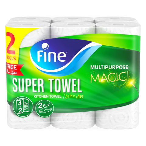 GETIT.QA- Qatar’s Best Online Shopping Website offers FINE MULTIPURPOSE SUPER KITCHEN TOWEL 2PLY 4+2 at the lowest price in Qatar. Free Shipping & COD Available!