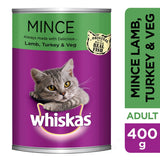 GETIT.QA- Qatar’s Best Online Shopping Website offers WHISKAS MINCE LAMB TURKEY & VEG CAN 400G at the lowest price in Qatar. Free Shipping & COD Available!