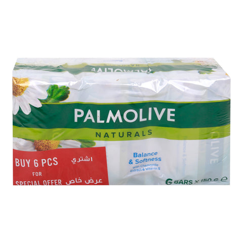 Palmolive Chamomile & Vitamin E Balanced & Mild Natural Bath Soap 6 x 150 g - GETIT.QA