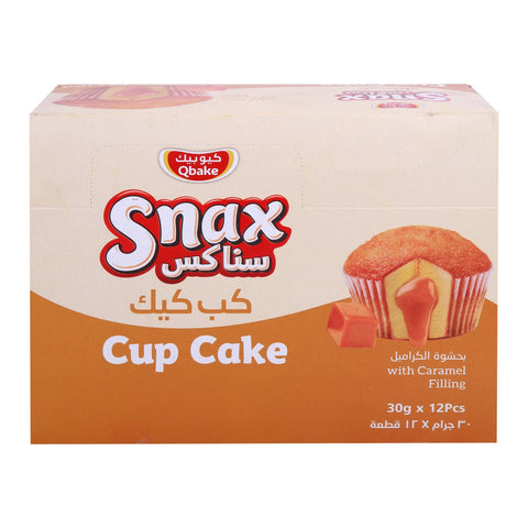 GETIT.QA- Qatar’s Best Online Shopping Website offers Qbake Snax with Caramel Filling Cup Cake 12 x 30 g at the lowest price in Qatar. Free Shipping & COD Available!
