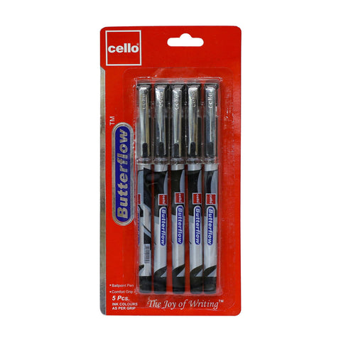 GETIT.QA- Qatar’s Best Online Shopping Website offers CELLO 0.7MM BALLPOINT PEN BUTTERFLOW BLACK 5PCS at the lowest price in Qatar. Free Shipping & COD Available!