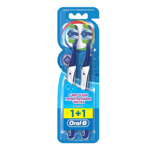 GETIT.QA- Qatar’s Best Online Shopping Website offers ORAL-B COMPLETE 5 WAY CLEAN MEDIUM MANUAL TOOTHBRUSH ASSORTED COLOR 1+1 at the lowest price in Qatar. Free Shipping & COD Available!