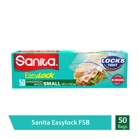 GETIT.QA- Qatar’s Best Online Shopping Website offers SANITA EASY ZIP LOCK FOOD STORAGE SMALL SIZE 16.5 X 14.9CM 50PCS at the lowest price in Qatar. Free Shipping & COD Available!