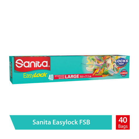 GETIT.QA- Qatar’s Best Online Shopping Website offers SANITA EASY ZIP LOCK FOOD STORAGE LARGE SIZE 26.8 X 27.3CM 40PCS at the lowest price in Qatar. Free Shipping & COD Available!