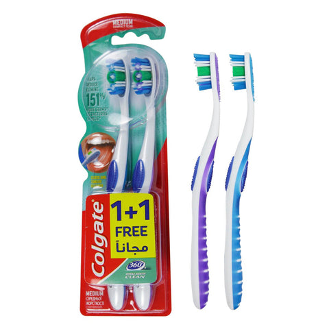 GETIT.QA- Qatar’s Best Online Shopping Website offers COLGATE 360 MEDIUM TOOTHBRUSH 2 PCS at the lowest price in Qatar. Free Shipping & COD Available!