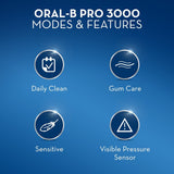 Oral-B PRO 3000 CrossAction Electric Rechargeable Toothbrush Powered by Braun Assorted Color - GETIT.QA