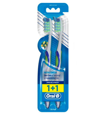 GETIT.QA- Qatar’s Best Online Shopping Website offers ORAL B TOOTHBRUSH PRO EXPERT EXTRA CLEAN MEDIUM 1+1 at the lowest price in Qatar. Free Shipping & COD Available!