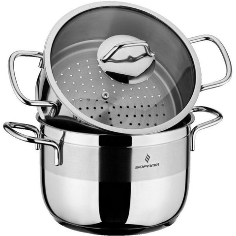 GETIT.QA- Qatar’s Best Online Shopping Website offers SOFRAM STAINLESS STEEL STEAMER WITH LID-- 20 CM at the lowest price in Qatar. Free Shipping & COD Available!