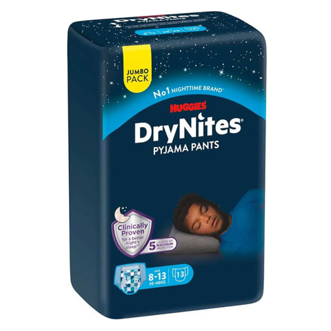 Huggies DryNites Pyjama Pants 8-13 Years Bed Wetting Diaper Boys 30-48kg Jumbo Pack 13 pcs