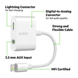 GETIT.QA- Qatar’s Best Online Shopping Website offers BELKIN 3.5 MM AUDIO &AMP; CHARGE ROCKSTAR IPHONE ADAPTER, F8J212BTWHT at the lowest price in Qatar. Free Shipping & COD Available!