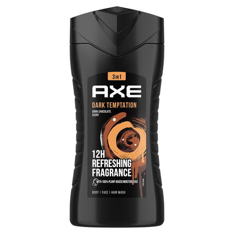 GETIT.QA- Qatar’s Best Online Shopping Website offers AXE DARK TEMPTATION 12HOURS REFRESHING FRAGRANCE 3IN1 SHOWER GEL 250 ML at the lowest price in Qatar. Free Shipping & COD Available!