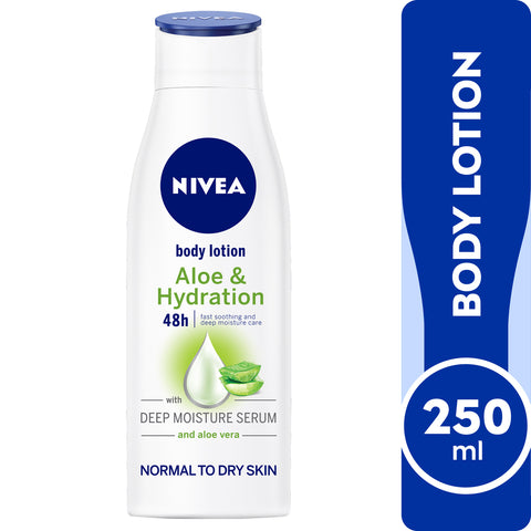 GETIT.QA- Qatar’s Best Online Shopping Website offers NIVEA BODY LOTION ALOE & HYDRATION NORMAL & DRY SKIN 250 ML at the lowest price in Qatar. Free Shipping & COD Available!