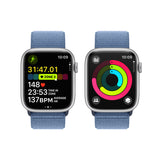 GETIT.QA- Qatar’s Best Online Shopping Website offers APPLE WATCH SERIES 9 GPS, SILVER ALUMINIUM CASE WITH WINTER BLUE SPORT LOOP, 41 MM, MR923QA/A at the lowest price in Qatar. Free Shipping & COD Available!