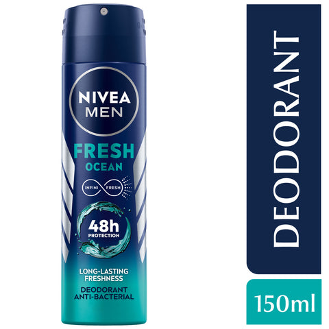 GETIT.QA- Qatar’s Best Online Shopping Website offers NIVEA MEN DEODORANT FOR MEN FRESH OCEAN SPRAY 150 ML at the lowest price in Qatar. Free Shipping & COD Available!