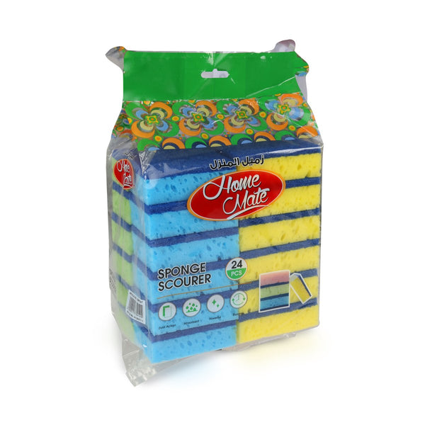 GETIT.QA | HOME MATE SPONGE SCOURER ASSORTED COLOURS 24 PCS | COD available