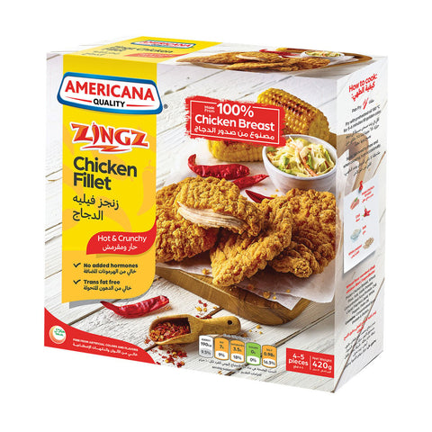 GETIT.QA- Qatar’s Best Online Shopping Website offers AMERICANA ZINGZ HOT & CRUNCHY CHICKEN FILLET 420 G at the lowest price in Qatar. Free Shipping & COD Available!