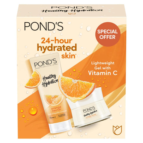 GETIT.QA- Qatar’s Best Online Shopping Website offers POND'S HEALTHY HYDRATION ORANGE NECTAR HYDRATING JELLY CLEANSER 100 G + MOISTURIZER 50 G at the lowest price in Qatar. Free Shipping & COD Available!