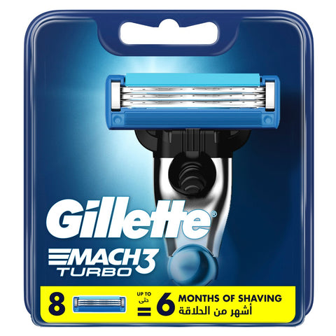 GETIT.QA- Qatar’s Best Online Shopping Website offers GILLETTE MACH3 TURBO MEN'S RAZOR BLADE REFILLS 8 PCS at the lowest price in Qatar. Free Shipping & COD Available!