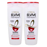 GETIT.QA- Qatar’s Best Online Shopping Website offers L'OREAL PARIS ELVIVE TOTAL REPAIR 5 DAMAGED HAIR REPAIRING SHAMPOO-- 2 X 400 ML at the lowest price in Qatar. Free Shipping & COD Available!