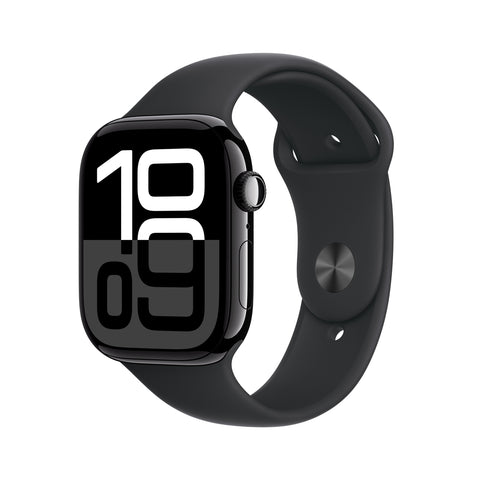 GETIT.QA- Qatar’s Best Online Shopping Website offers PRE-ORDER APPLE WATCH SERIES 10 GPS + CELLULAR, 46 MM JET BLACK ALUMINIUM CASE WITH BLACK SPORT BAND - S/M, MWY33QA/A at the lowest price in Qatar. Free Shipping & COD Available!