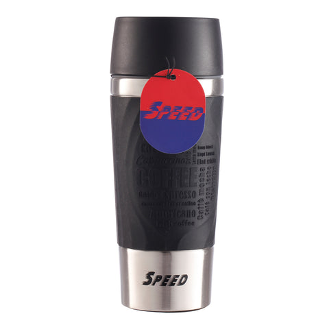 GETIT.QA- Qatar’s Best Online Shopping Website offers SPEED DOUBLE WALL STAINLESS STEEL VACUUM BOTTLE WITH SILICON-- 420 ML-- BLACK-- 8067 at the lowest price in Qatar. Free Shipping & COD Available!