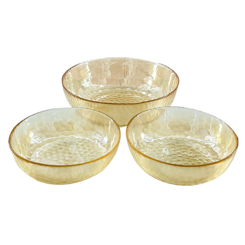 GETIT.QA- Qatar’s Best Online Shopping Website offers GLASCOM DECORATIVE GLASS BOWL SET-- 3 PCS-- AMBER-- SAH001 at the lowest price in Qatar. Free Shipping & COD Available!