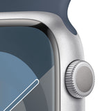 GETIT.QA- Qatar’s Best Online Shopping Website offers APPLE WATCH SERIES 9 GPS, SILVER ALUMINIUM CASE WITH STORM BLUE SPORT BAND, 41 MM, M/L, MR913QA/A at the lowest price in Qatar. Free Shipping & COD Available!