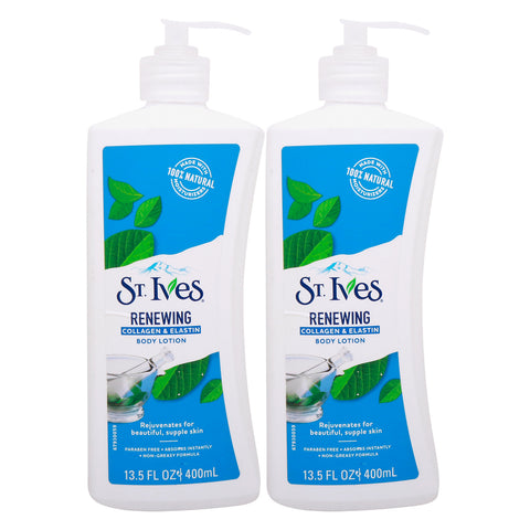 GETIT.QA- Qatar’s Best Online Shopping Website offers ST. IVES RENEWING BODY LOTION COLLAGEN & ELASTIN 2 X 400 ML at the lowest price in Qatar. Free Shipping & COD Available!