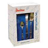 GETIT.QA- Qatar’s Best Online Shopping Website offers CHEFLINE STAINLESS STEEL CUTLERY SET-- FT-G020-- 24 PCS at the lowest price in Qatar. Free Shipping & COD Available!