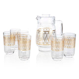 GETIT.QA- Qatar’s Best Online Shopping Website offers CRYSTAL DROPS JUG AND GLASS WATER SET-- 7 PCS-- GOLDEN DESIGN-- W666-T4B at the lowest price in Qatar. Free Shipping & COD Available!