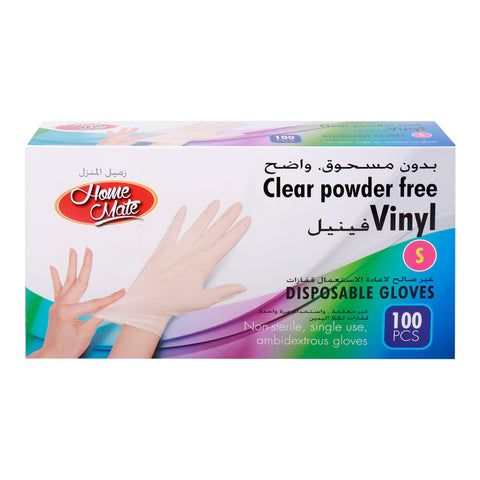 GETIT.QA- Qatar’s Best Online Shopping Website offers HOME MATE CLEAR POWDER FREE VINYL GLOVES SMALL 100PCS
 at the lowest price in Qatar. Free Shipping & COD Available!