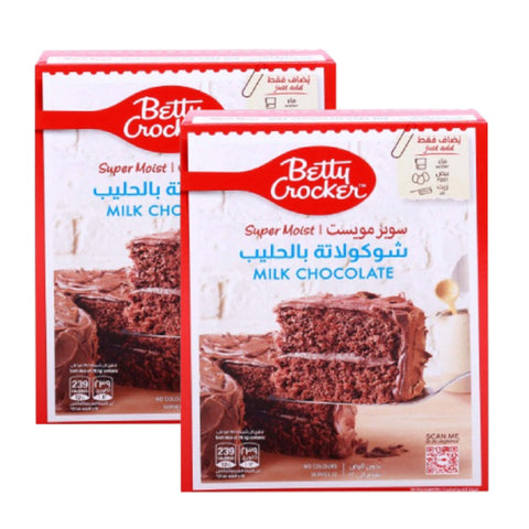 GETIT.QA- Qatar’s Best Online Shopping Website offers BETTY CROCKER SUPER MOIST MILK CHOCOLATE CAKE MIX 2 X 510 G at the lowest price in Qatar. Free Shipping & COD Available!