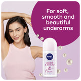 GETIT.QA- Qatar’s Best Online Shopping Website offers NIVEA ANTIPERSPIRANT ROLL-ON FOR WOMEN PEARL & BEAUTY VALUE PACK 2 X 50 ML at the lowest price in Qatar. Free Shipping & COD Available!