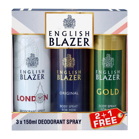 GETIT.QA- Qatar’s Best Online Shopping Website offers PARFUMS BLEU ENGLISH BLAZER DEODORANT SPRAY 150 ML 2 + 1 at the lowest price in Qatar. Free Shipping & COD Available!