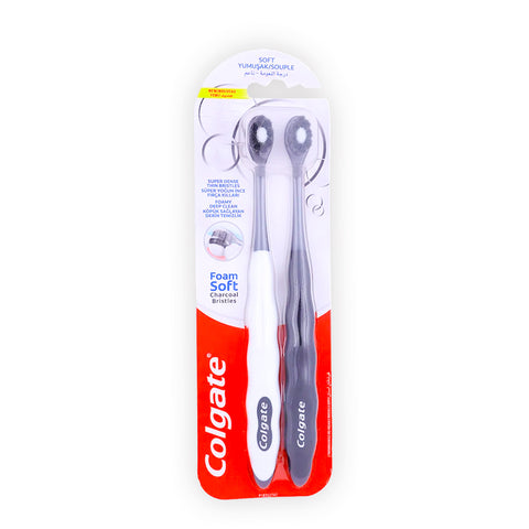 GETIT.QA- Qatar’s Best Online Shopping Website offers COLGATE FOAM SOFT CHARCOAL BRISTLES TOOTHBRUSH 2 PCS at the lowest price in Qatar. Free Shipping & COD Available!