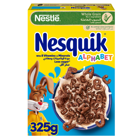 GETIT.QA- Qatar’s Best Online Shopping Website offers NESQUIK CHOCOLATE ALPHABETS BREAKFAST CEREAL 325 G at the lowest price in Qatar. Free Shipping & COD Available!
