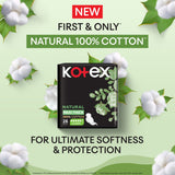 GETIT.QA- Qatar’s Best Online Shopping Website offers KOTEX NATURAL MAXI PROTECT THICK 100% COTTON PAD SUPER SIZE WITH WINGS 26 PCS at the lowest price in Qatar. Free Shipping & COD Available!