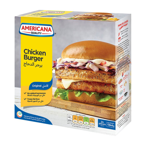 GETIT.QA- Qatar’s Best Online Shopping Website offers AMERICANA CHICKEN BURGER 24 PCS 1.344 KG at the lowest price in Qatar. Free Shipping & COD Available!