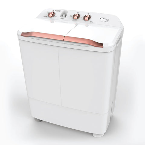 GETIT.QA- Qatar’s Best Online Shopping Website offers CANDY TWIN TUB SEMI AUTOMATIC TOP LOAD WASHING MACHINE 7/5 KG, AC MOTOR, PLASTIC CABINET, EN-AR PANEL, WHITE/GREY COLOUR, CTT75W-19 at the lowest price in Qatar. Free Shipping & COD Available!