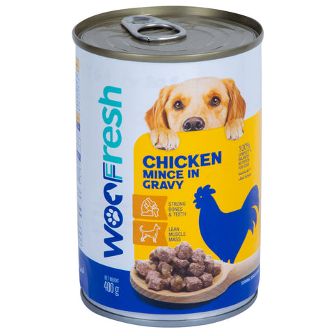 GETIT.QA- Qatar’s Best Online Shopping Website offers WOO FRESH CHICKEN MINCE IN GRAVY FOR DOGS 400 G at the lowest price in Qatar. Free Shipping & COD Available!