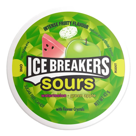 GETIT.QA- Qatar’s Best Online Shopping Website offers ICE BREAKERS SOURS WATERMELON GREEN APPLE SUGAR FREE CANDY 42 G at the lowest price in Qatar. Free Shipping & COD Available!