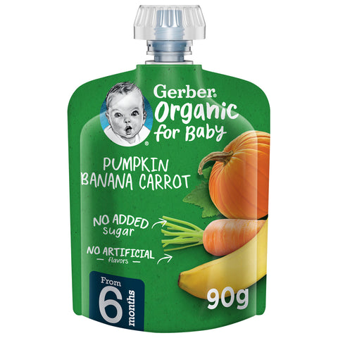 GETIT.QA- Qatar’s Best Online Shopping Website offers GERBER ORGANIC PUMPKIN BANANA & CARROT BABY FOOD FROM 6 MONTHS 90 G at the lowest price in Qatar. Free Shipping & COD Available!