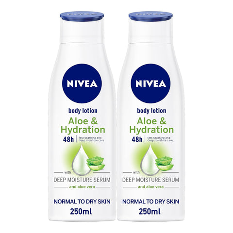 GETIT.QA- Qatar’s Best Online Shopping Website offers NIVEA ALOE & HYDRATION 48H MOISTURE BODY LOTION 2 X 250 ML at the lowest price in Qatar. Free Shipping & COD Available!