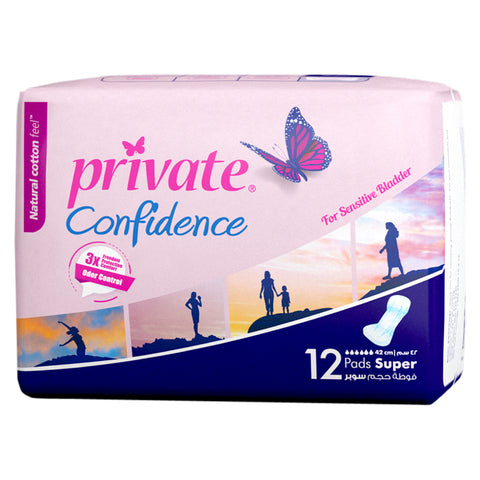 GETIT.QA- Qatar’s Best Online Shopping Website offers PRIVATE NATURAL COTTON FEEL CONFIDENCE SUPER PADS SIZE 42CM 12 PCS at the lowest price in Qatar. Free Shipping & COD Available!