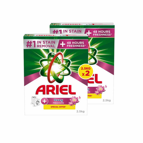 GETIT.QA- Qatar’s Best Online Shopping Website offers ARIEL AUTOMATIC DOWNY FRESH LAUNDRY DETERGENT POWDER NUMBER 1 IN STAIN REMOVAL WITH 48 HOURS OF FRESHNESS 2 X 2.5 KG
 at the lowest price in Qatar. Free Shipping & COD Available!