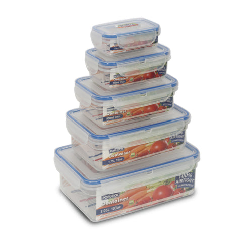 GETIT.QA- Qatar’s Best Online Shopping Website offers POPLOCK FOOD CONTAINER 5PCS SET 9121-25 at the lowest price in Qatar. Free Shipping & COD Available!