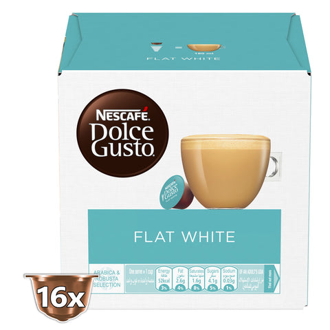 GETIT.QA- Qatar’s Best Online Shopping Website offers NESCAFE DOLCE GUSTO FLAT WHITE COFFEE CAPSULES 16 PCS at the lowest price in Qatar. Free Shipping & COD Available!