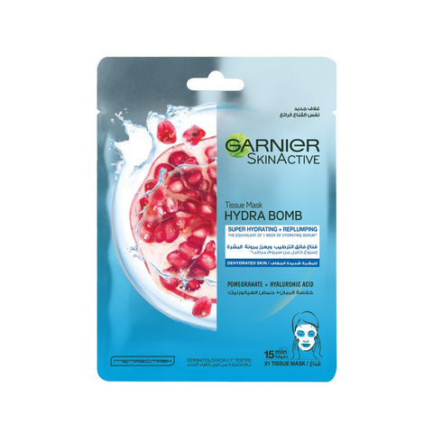 GETIT.QA- Qatar’s Best Online Shopping Website offers GARNIER SKIN ACTIVE FACE MASK HYDRA BOMB POMEGRANATE FOR DEHYDRATED SKIN TISSUE 1 PC at the lowest price in Qatar. Free Shipping & COD Available!